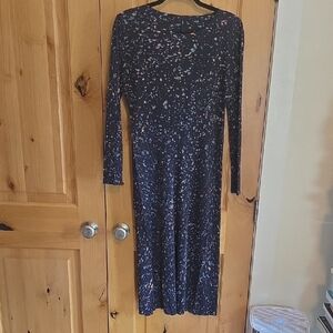 Issey Miyake Navy Blue Speckled Dress Xl